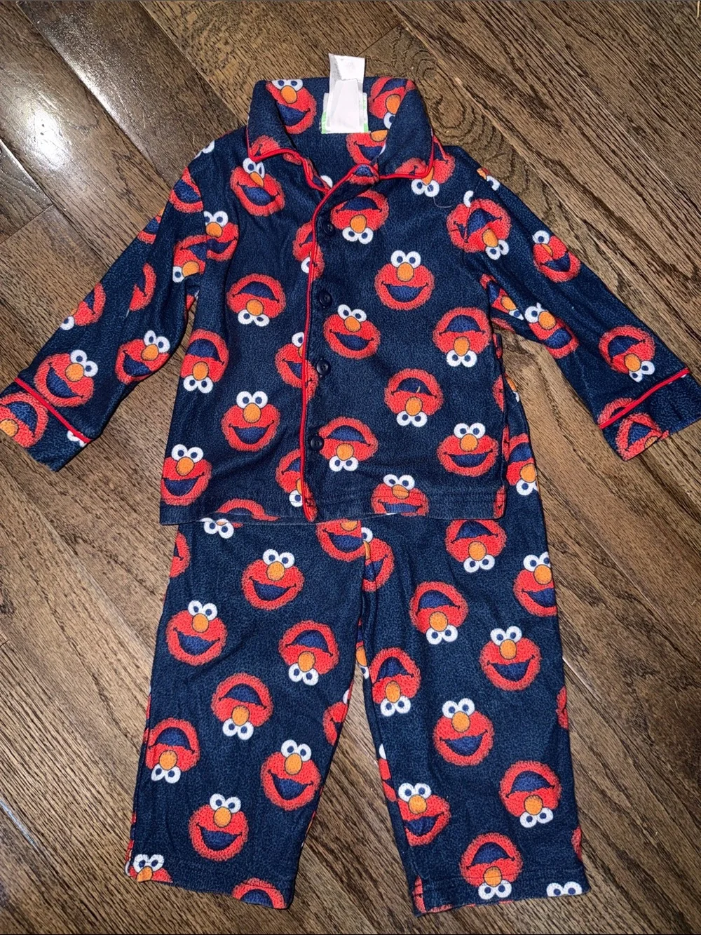 Vintage Y2K Sesame Street Elmo Fleece Pajama Set 2T Button Front
